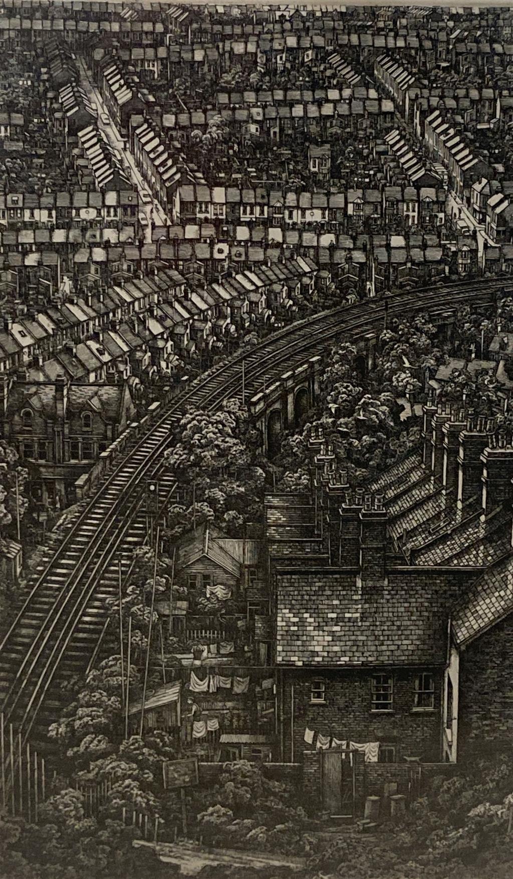 Michael Grey-Jones (1950-), etching, Chatham, signed in pencil, number 33/50, 33 x 20cm